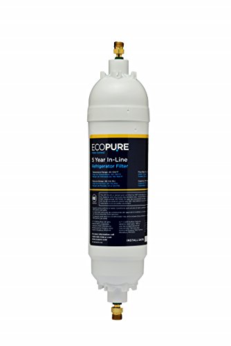 EcoPure EPINL30 5 Year in-Line Refrigerator Filter-Universal Includes Both 1/4" Compression and Push to Connect Fittings , White - Grill Parts America