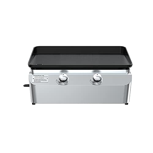Nexgrill Outdoor Premium Cooking griddle grill 2 Burner Tabletop Griddle, Cast Iron Griddle Top, Flat Top for Camping, Outdoor, Stainless Steel Griddle with Knobs, Black - Grill Parts America
