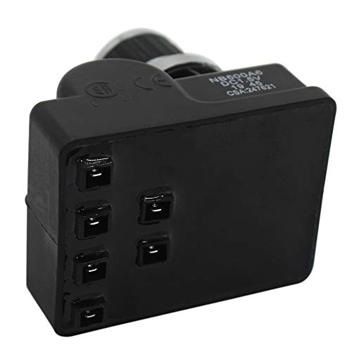 MCAMPAS Universal Spark Electric Gas Grill Igniter with Chrome Coated Silver Push Button Cover Replacements for Gas Grill Models by Brinkmann, Char Broil, Nexgrill,etc 6 Outlets,AA Battery - Grill Parts America