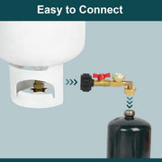 GASPRO Upgraded Propane Refill Adapter with Valve and Gauge, Fill 1 lb Bottles from 20 lb Tank, 90-Degree Elbow Design, Easy to Use, Solid Brass - Grill Parts America