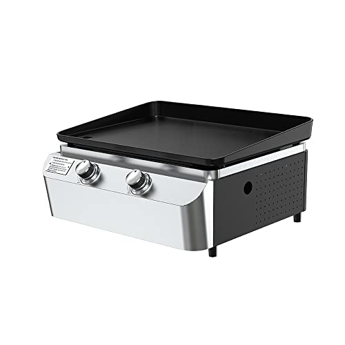 Nexgrill Outdoor Premium Cooking griddle grill 2 Burner Tabletop Griddle, Cast Iron Griddle Top, Flat Top for Camping, Outdoor, Stainless Steel Griddle with Knobs, Black - Grill Parts America