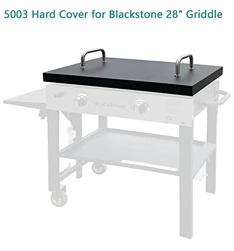 EasiBBQ 5003 Hard Cover for Blackstone 28" Griddle, and 1529 Heavy Duty Grill Cover for Blackstone 28" Griddle, Black - Grill Parts America