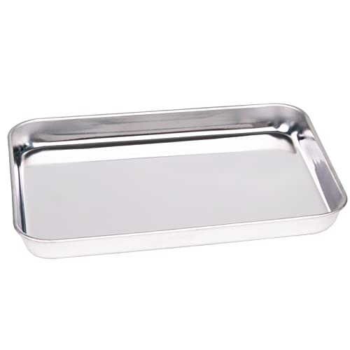 WEZVIX Baking Sheet Stainless Steel Baking Tray Cookie Sheet Oven Pan Rectangle Size 10 x 8 x 1 inch, Non Toxic & Healthy, Rust Free & Less Stick, Thick & Sturdy, Easy Clean & Dishwasher Safe - Kitchen Parts America
