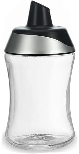 J&M DESIGN Sugar Dispenser w/Pour Spout For Coffee Bar Accessories, Tea Organizer Station Essentials, Coffee Gifts & Kitchen Baking w/Easy Spoon Pouring Shaker Lid - 7.5oz Glass Jar Container Bowl - Grill Parts America