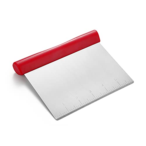 Spring Chef - Bench Scraper, Stainless Steel Nut, Pie, Pastry, Pizza and Dough Cutter, Kitchen Essential for Cleaning Counters, Includes Bowl Scraper for Curved Surfaces, Red - Kitchen Parts America
