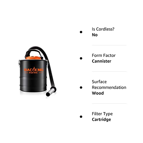 BACOENG Standard 4 Gallon 6.6Amp Ash Vacuum Cleaner with Blow Function for Pellet Stoves, Wood Stoves and BBQ Grills - Grill Parts America