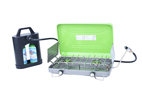 Flame King YSN1LBPB ProBoost Dual 1LB Propane Tank Carrier QCC Outlet, Black - Grill Parts America