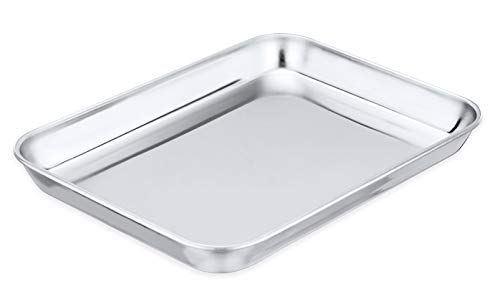 Toaster Oven Tray,P&P CHEF Stainless Steel Toaster Oven Pan, Rectangle 10.5''x8''x1'', Mirror Finish & Dishwasher Safe，Fit Small Toaster Oven - Kitchen Parts America