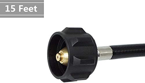 DOZYANT 15 Feet Propane Adapter Hose 1 lb to 20 lb Converter Replacement for QCC1 / Type1 Tank Connects 1 LB Bulk Portable Appliance to 20 lb Propane Tank - Grill Parts America