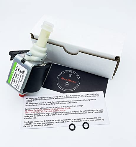 MacMaxe ULKA Model E Type EFP5 - Replacement Pump Compatible with Breville Espresso Machine - Solenoid Vibratory Water Pump with 2 O-Ring Seals - 15 Bar Max Pressure, 2/1 Min. On/Off, 120V, 60Hz, 52W - Grill Parts America