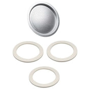 Univen 2.5" (64mm) Espresso Filter and Gasket Seals Compatible with Bialetti 6 Cup Aluminum Espresso Makers - Kitchen Parts America