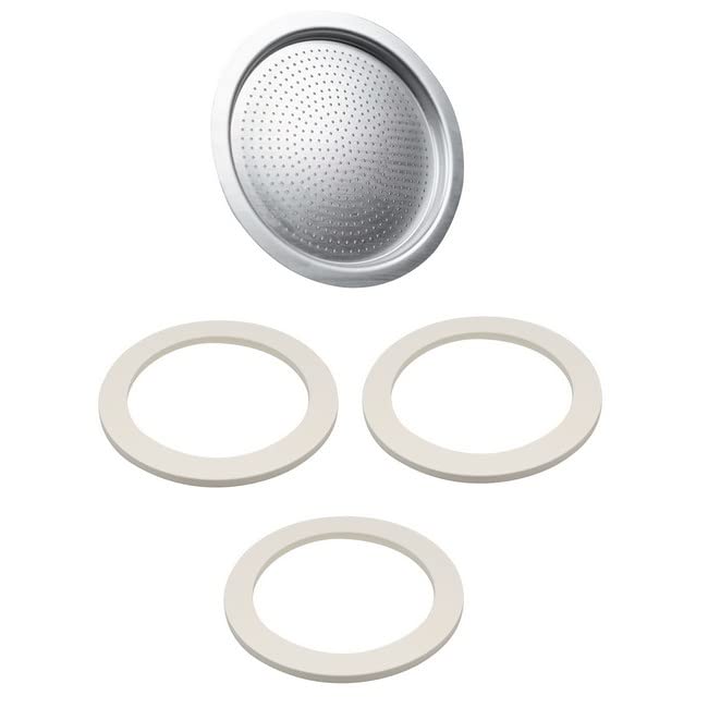 Univen 2.5" (64mm) Espresso Filter and Gasket Seals Compatible with Bialetti 6 Cup Aluminum Espresso Makers - Grill Parts America