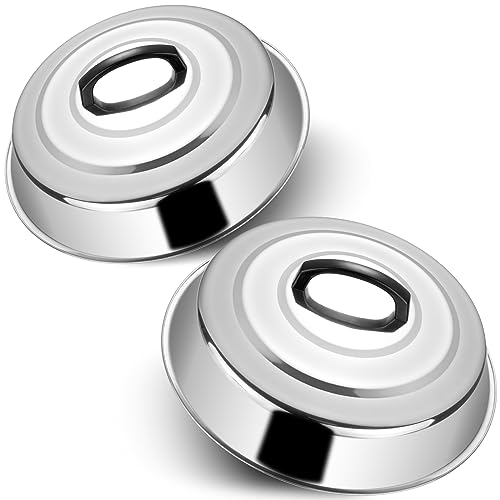 Cheese Melting Dome Set of 2-12 Inch Round Basting Cover - Stainless Steel - Metal Steam Cover - Griddle Accessories for Flat Top Grill Cooking Indoor or Outdoor - Grill Parts America