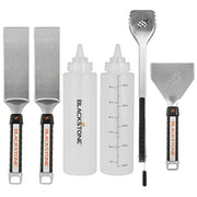 Blackstone 5322 Griddle Kit (6-Piece) Scraper, Heavy Duty BBQ Tongs, Barbecue Metal Hamburger Spatula (2) & Batter Dispenser & Mixer Bottle – Grilling Tools & Accessory, No Size, Black - Grill Parts America