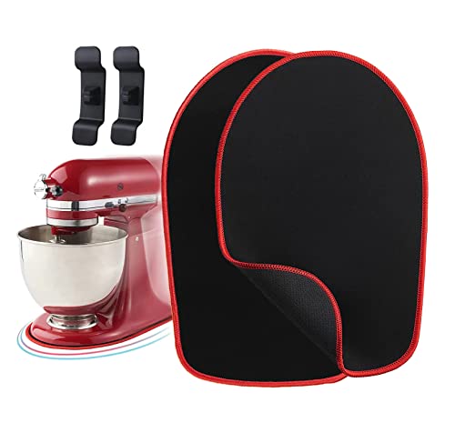 2 Pack Mixer Mover Sliding Mats with Two Cord Organizers, Kitchen Appliance Slide Mats Compatible with KitchenAid 6.5-8 Qt Bowl Lift, Mixer Parts Accessories (Red Edge) - Kitchen Parts America