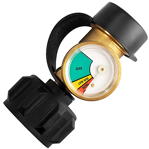 DOZYANT Propane Tank Gauge Level Indicator Leak Detector Gas Pressure Meter Universal for RV Camper, Cylinder, BBQ Gas Grill, Heater and More Appliances-Type 1 Connection - Grill Parts America