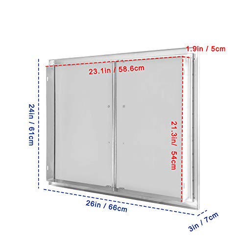 Karpevta Outdoor Kitchen Door 26Wx24H Inch,Stainless Steel BBQ Access Door Flash Mount, Double Grill Access Door for Outdoor Kitchen Cabinet or BBQ Island - Grill Parts America