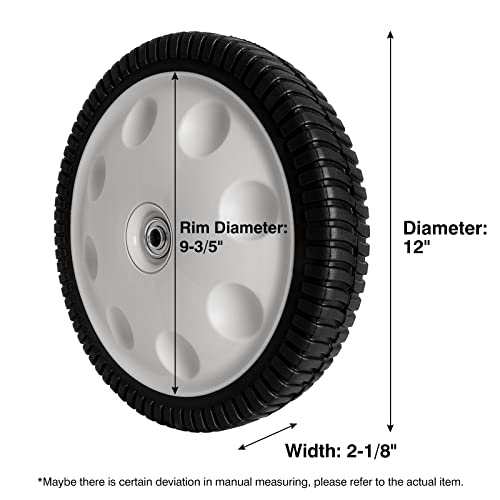 12 Inch Wheels Replacement for MTD 734-04019 734-04127, S-Wave Real Wheels Tires Compatible with Most Troy Bilt Walk-Behind Push Lawn Mower, 1 Pack - Grill Parts America