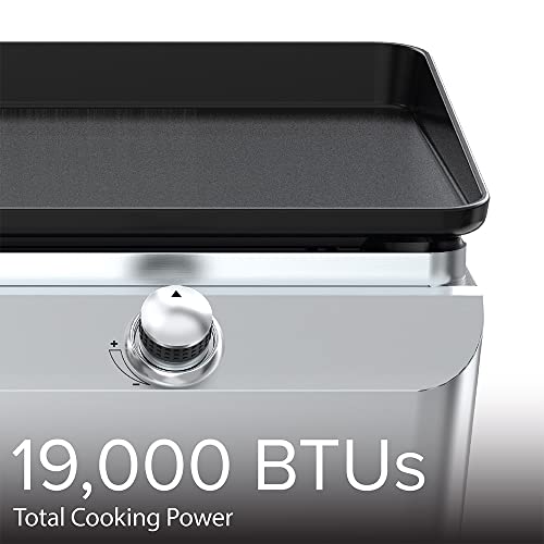 Nexgrill Outdoor Premium Cooking griddle grill 2 Burner Tabletop Griddle, Cast Iron Griddle Top, Flat Top for Camping, Outdoor, Stainless Steel Griddle with Knobs, Black - Grill Parts America