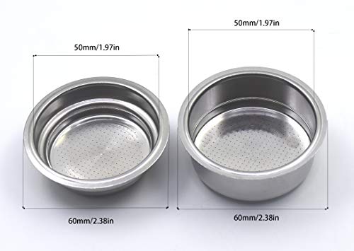 50mm Dual Wall Filter Basket Filter One Cup and BES820XL/205 Two Cup for Breville ESP8XL 800ESXL BES820XL ESP6SXL BES250XL and Cuisinart Espresso Maker EM-100 (2 Pack) - Kitchen Parts America