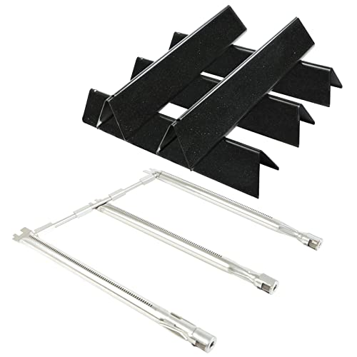 GARNETIN 7636 15.3" Flavorizer Bars and 69787 18" Grill Burners for Weber Spirit I&II 300 Series Spirit E310 S310 E320 S320 E330 S330 SP-330 Replacement Parts with Front Control Knobs - Grill Parts America