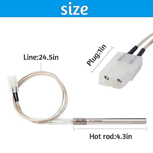 Suppmen Grill Hot Rod Ignitor Replacement Parts for Pellet Grills and Smokers Outdoor Heater，Comes with 1pc Cable Zip Ties and one Fuses - Grill Parts America