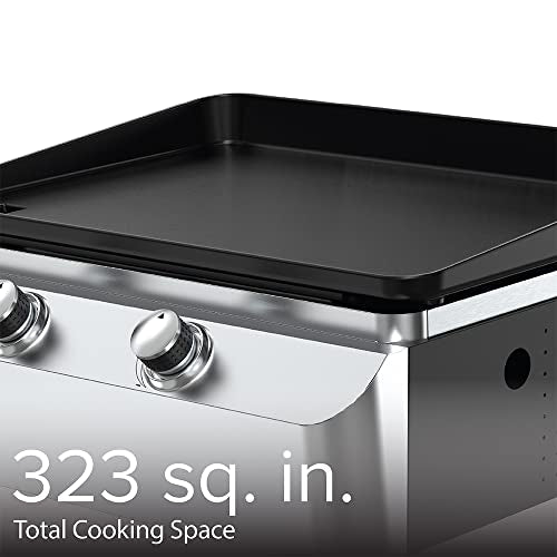 Nexgrill Outdoor Premium Cooking griddle grill 2 Burner Tabletop Griddle, Cast Iron Griddle Top, Flat Top for Camping, Outdoor, Stainless Steel Griddle with Knobs, Black - Grill Parts America