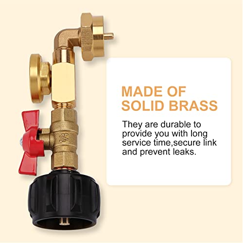 WADEO Propane Adapter 1lb to 20lb, QCC1 Propane Refill Elbow Adapter with Gauge and ON-Off Control Valve for 1LB Propane Tank to Be Refilled Gas from 5~40 LB Propane Tank - Grill Parts America