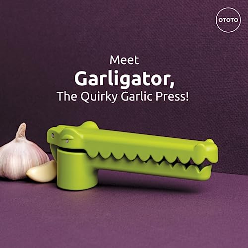 NEW!!! Garligator Garlic Press by OTOTO - Garlic Mincer Tool - Funny Gifts - Alligator Garlic Press - Garlic Crusher Press with Ergonomic Handle - Ototo Design Cute Kitchen Gadgets Kitchen Accessories - Grill Parts America