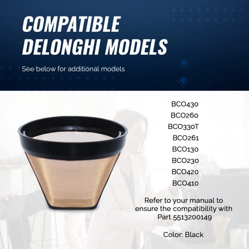 FineParts Delonghi Coffee Filter Replacement - Delonghi 5513200149 Coffee Filter - Espresso Machine and Coffee Maker Compatible - Delonghi Replacement Coffee Filter - Grill Parts America