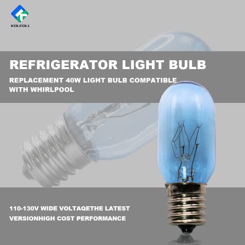 297048600 241552802 Refrigerator Light Bulb Replacement Compatible with  Frigidaire Whirlpool KitchenAid Electrolx Kenmore Fridge Light Bulbs-T8 E17