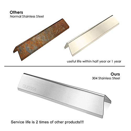 Hisencn 7635 15.3 Inches Flavor Bars for Weber Spirit I & II 200 Series, Spirit E210, S210, E220, S220 with Front Control Knobs, 304 Stainless Steel Heat Plate, 3 Pack - Grill Parts America