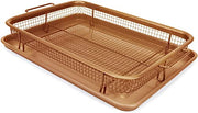 EaZy MealZ Crisping Basket & Tray Set | Air Fry Crisper Basket | Tray & Grease Catcher | Even Cooking | Non-Stick | Healthy Cooking (9.5" x 13", Copper) - Kitchen Parts America