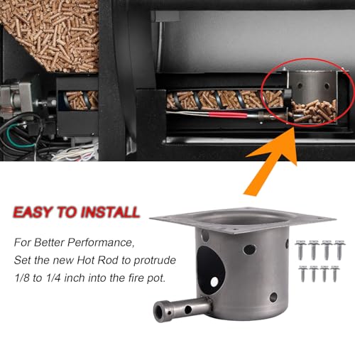 OUTGIK Fire Pot Burn Pot and Hot Rod Ignitor Kit Replacement Parts for Traeger & Pit Boss Wood Pellet Grill,with 2 Sets of Screws - Grill Parts America