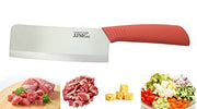 JJMG Ceramic Meat Cleaver Knife Sharp Durable Twice Thicker than Leading Brands non-slip grip Handle Zirconium Blade Cut Slice Dice Steak Pork Chicken Cheese Rust Wear Resistance (Orange) - Kitchen Parts America