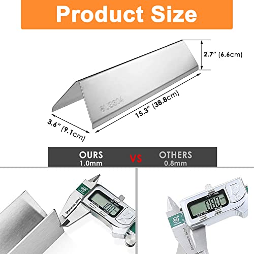 Hisencn 7635 15.3 Inches Flavor Bars for Weber Spirit I & II 200 Series, Spirit E210, S210, E220, S220 with Front Control Knobs, 304 Stainless Steel Heat Plate, 3 Pack - Grill Parts America