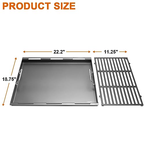 Upgrade Griddle Inserts and Grate for Weber Genesis II 400 Series Gas Grills, Flat Top Griddle Kit for Weber Genesis II E-410 S-410 E-435 S-440 and More, Replace for Weber 6789 Full-Size Griddle - Grill Parts America