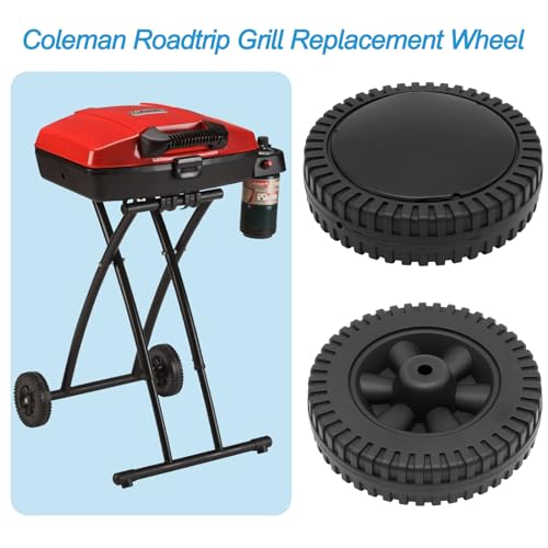 BBQration 2-Pack Grill Wheel and Hardware Replacement for Coleman LXE Roadtrip Grill, 6-inch Grill Wheel for Coleman Grill Roadtrip LXE ‎9949-2401 2000005493 2000006921 2000010225 2000010585 and More - Grill Parts America