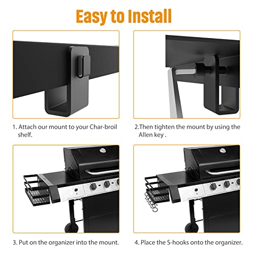 RUSFOL Upgraded Stainless Steel Griddle Caddy for Char-Broil Gas Griddles, with an Allen Key, Space Saving BBQ Accessories Storage Box, Free from Drill Hole&Easy to Install - Grill Parts America
