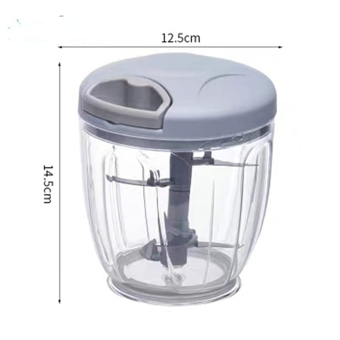 Hand Pull String Vegetable Chopper Onions Chopper，Manual Food Chopper for food，Food Blender Environmental Protection and Energy Saving Green （Send: five spare blades and egg beater）(900ML, blue) - Kitchen Parts America