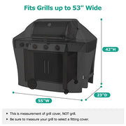 SunPatio Grill Cover 55 Inch, Outdoor Heavy Duty Waterproof Barbecue Gas Grill Cover, UV & Fade Resistant, All Weather Protection Compatible for Weber Charbroil Nexgrill Kenmore Grills and More, Black - Grill Parts America