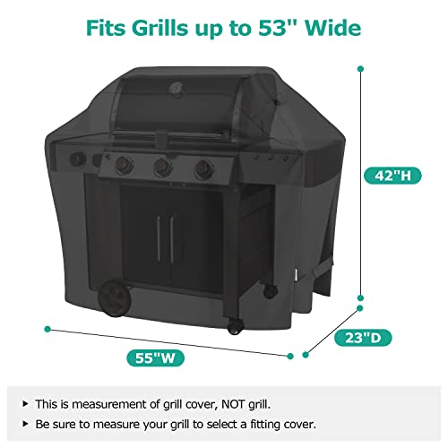 SunPatio Grill Cover 55 Inch, Outdoor Heavy Duty Waterproof Barbecue Gas Grill Cover, UV & Fade Resistant, All Weather Protection Compatible for Weber Charbroil Nexgrill Kenmore Grills and More, Black - Grill Parts America