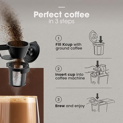 3 Ninja K Cup Reusable Pod for Ninja Dual Brew Pro Coffee Maker by PureHQ - Includes Scoop Funnel - Leak-Free, Easy Fill - Permanent Ninja Coffee Filter Pods for DualBrew CFP201 CFP301 CFP307 CFP451CO - Grill Parts America