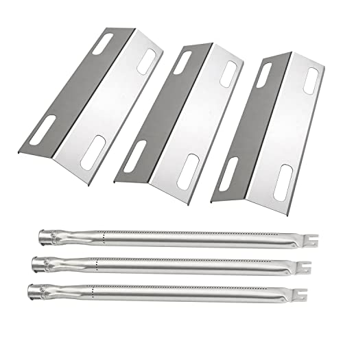 Plowo Stainless Steel Grill Replacement Parts for 3 Burner Ducane Affinity 3000 Series, 3100 3200 3400, 4100, 4200, 4400, 31421001, 18" Burner Tubes and 15 3/8" x 6" Grill Heat Plates BBQ Repair Kit - Grill Parts America