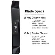 Autsurles 3 Pack 942-0644 Lawn Mower Replacement Blades Set Kit 46 inch Deck for Cub Cadet MTD Troy Bilt LT1045 LT1046 942-04125 942-0611A 942-04124 - Grill Parts America