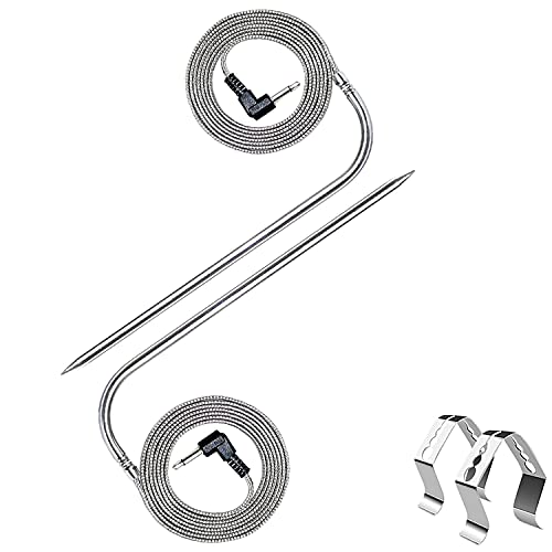 Replacement Meat Probe for Pit Boss Pellet Grills and Pellet Smokers. 3.5mm Plug Compatible with Pit Boss Accessories Meat Probe. 2 Packs Meat Probes and 2 Packs Grill Clips.… - Grill Parts America
