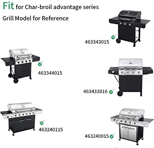 Uniflasy Grill Part Kit for Charbroil Advantage 4 Burner 463240015 463432215 463343015 463344015 Gas Grill 3 Burner 463436815 Heat Plate Tent Shield Grill Burner Pipe Adjustable Crossover Tube - Grill Parts America