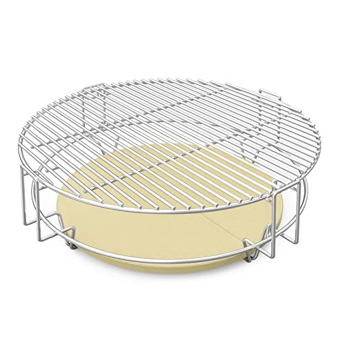 only fire BBQ Cooking Grate System Flexible Grilling Rack with Heat Deflector for Char-Griller AKORN Kamado Charcoal Grill & Smoker - Grill Parts America