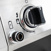 MCAMPAS Universal Spark Electric Gas Grill Igniter with Chrome Coated Silver Push Button Cover Replacements for Gas Grill Models by Brinkmann, Char Broil, Nexgrill,etc 6 Outlets,AA Battery - Grill Parts America