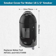Stanbroil Premium Cover for 18" Smokey Mountain Cooker, Round Smoker Grill Cover Replaces Weber Part # 97201, Black - Grill Parts America